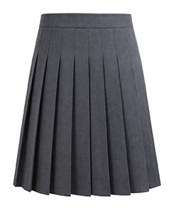 Stitched Down Pleated Skirt with Adjustable Waistband in Grey